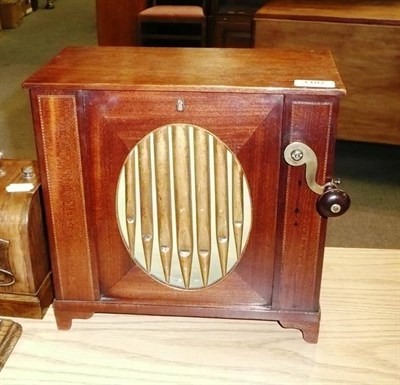 Lot 1107 - A 19th Century Mahogany Table Top Barrel Organ, of rectangular form, the underside of the...