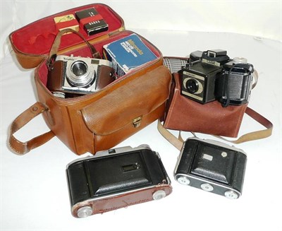 Lot 1114 - Four Cameras:- Voightlander Bessa I, in leather case; Ensign Selfix 1620; Voightlander Vito B,...