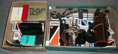 Lot 1122 - A Collection of Cameras and Accessories, including a boxed Canon A-1, boxed Contax camera,...