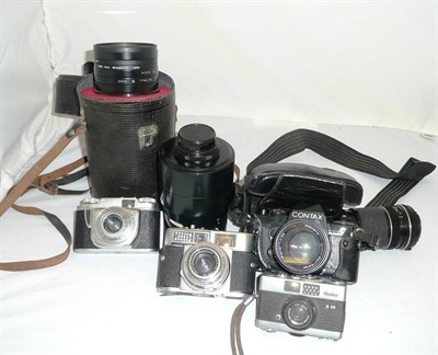 Lot 1124 - Cameras and Lenses, including Contax 139 Quartz, Rollei B35, Voightlander Vitomatic II, Zeiss...
