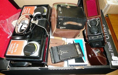 Lot 1128 - Mixed Cameras and Accessories, including a Zodel 2MTL 35mm camera outfit with four extra...