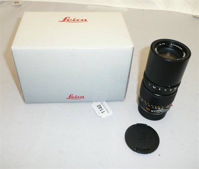 Lot 1140 - A Boxed Leica Tele-Elmar-M f4/135mm Lens No.11861, in black, with bayonet mount, leather zip...