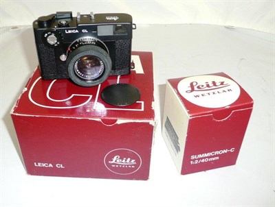 Lot 1154 - A Leica CL Camera No.1408267, made in Japan by Minolta, in black, with Summicron-C f2/40mm lens...