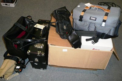 Lot 1158 - Camera Accessories, including Leica and other camera bags and cases, Cullman tripod, Linhof tripod