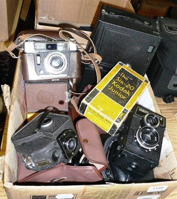 Lot 1159 - A Zeiss Ikon Ikoflex 'Coffee Can' Twin Lens Reflex Camera, in a stitched leather case, together...