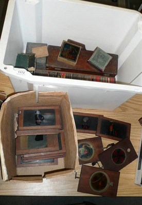 Lot 1172 - A Collection of Magic Lantern Slides, including a mahogany framed kaleidoscope, two crankwind...