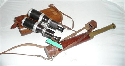 Lot 1026A - A Pair of Aitchison  & Co. Patent Binoculars, strength x 16, with leather covered aluminium...