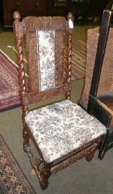 Lot 610A - Carved walnut side chair, upholstered