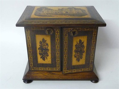 Lot 1206 - A Tunbridgeware Table Cabinet, circa 1850, predominantly rosewood, of rectangular section, the...