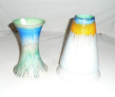 Lot 27 - Two Shelley vases with streaky blue glazes
