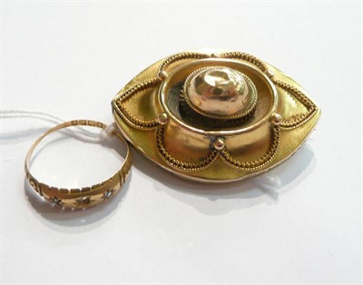 Lot 55 - A Victorian brooch (a.f.) and a ring (stone missing)