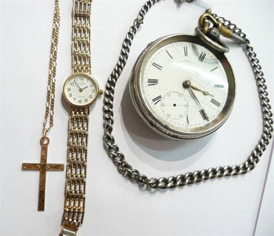 Lot 60 - Ladies gold watch and a silver pocket watch