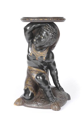 Lot 1211 - An Italian Carved and Polychrome Painted Wood Blackamoor Stand, late 19th century, the young...