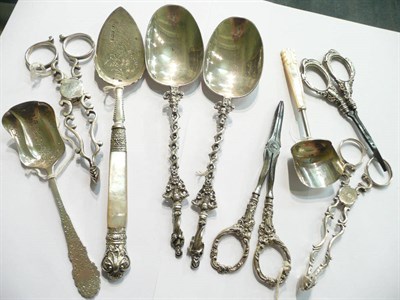 Lot 78 - Silver grape scissors, spoons, etc