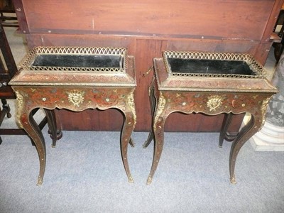 Lot 1223 - A Pair of 19th Century Boulle Jardinières, each with pierced brass gallery enclosing a liner above