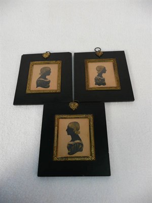 Lot 1237 - A Group of Three Painted Profile Portraits, said to be The Lady Fitzgerald, early 19th century,...