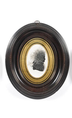 Lot 1250 - Attributed to John Bryan: Profile Bust Portrait of a Lady, circa 1800, sinister, black painted...