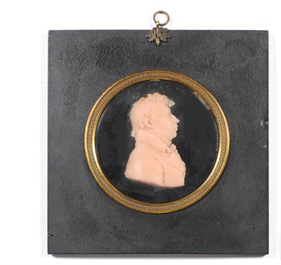 Lot 1262 - Peter Rouw: Wax Profile Bust Portrait of James Woolley Esq of Birmingham, 1807, finely modelled...