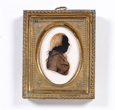 Lot 1267 - Mrs Hudson: Profile Portrait of a Gentleman, circa 1780, his long hair tied by a ribbon, and...