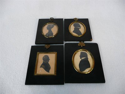 Lot 1272 - A Group of Four Profile Portraits, early 19th century, depicting three gentlemen and a lady, in...