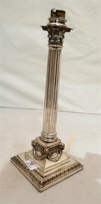 Lot 26 - Silver plated Corinthian column table lamp (wired)