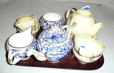 Lot 28 - A Susie Cooper 'Freesia' part tea set and three pieces of Crown Derby blue and white