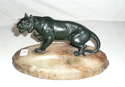 Lot 33 - Spelter figure of a tiger on marble base