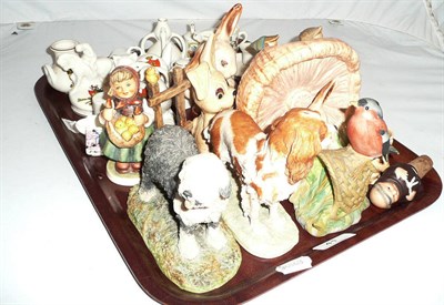 Lot 41 - Tray including Sylvac rabbits, souvenir china, three Hummel figures and Border Fine Arts