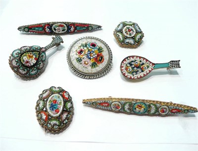 Lot 58 - Seven pieces of micro-mosaic jewellery