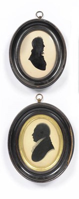 Lot 1283 - W Bullock: Profile Bust Portrait of a Gentleman, circa 1820, black painted onto cream card,...