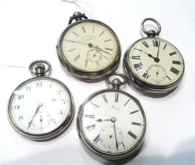 Lot 69 - Four silver open faced pocket watches