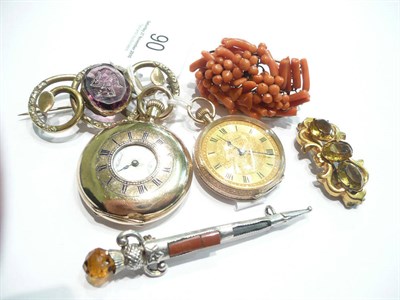 Lot 90 - Gold cased pocket watches, jewellery, etc