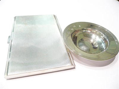 Lot 98 - Small silver armada dish and an engine-turned silver cigarette case inscribed to the inside (2)