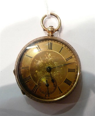 Lot 99 - A lady's fob watch stamped '14K'