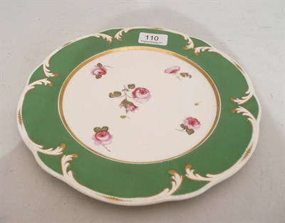 Lot 110 - Rockingham green cabinet plate decorated with roses