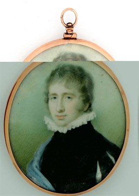 Lot 1288 - English School, circa 1800: Portrait Miniature of a Gentleman in Van Dyck costume, with curly light