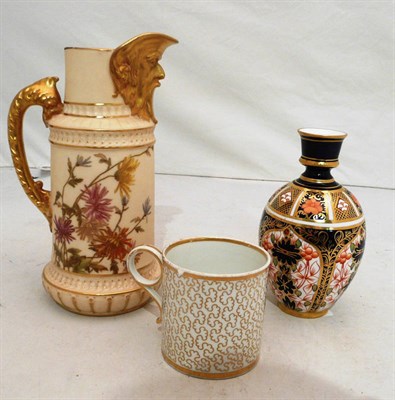 Lot 117 - A Royal Worcester jug, a Royal Crown Derby vase and a Barr Flight & Barr coffee can