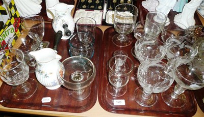 Lot 128 - A collection of sixteen 19th century glass rummers and a pair of Copeland cafe-au-lait pots...