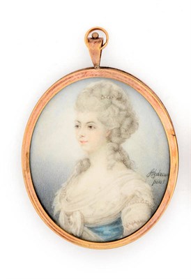 Lot 1291 - English School, late 19th century: Portrait Miniature of a Lady, in 18th century costume, her...