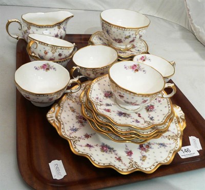 Lot 146 - Royal Crown Derby floral decorated tea service