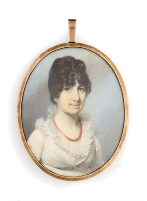 Lot 1293 - Attributed to George Engleheart (1752-1829): Miniature Bust Portrait of a Lady, circa 1790,...