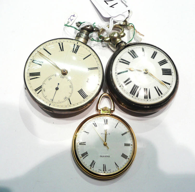 Lot 179 - A silver rack lever pair cased pocket watch