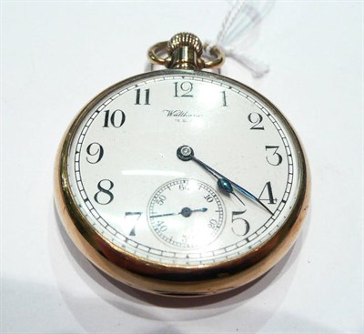 Lot 229 - A 9ct gold open faced pocket watch, Waltham