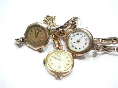 Lot 231 - Three lady's 9ct gold wristwatches