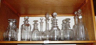 Lot 273 - Thirteen decanters and stoppers and two plated wine labels