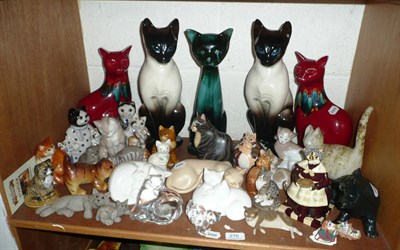 Lot 276 - A collection of thirty five figures of cats including Baccarat, Royal Doulton, Poole, Towser,...