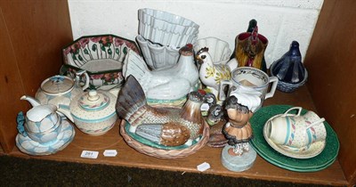 Lot 281 - Royal Doulton plate and bowl, pottery egg crocks, pottery jelly moulds, assorted decorative...