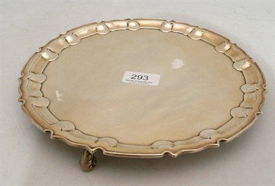 Lot 293 - Silver salver on three feet