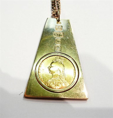 Lot 318 - Gold pendant and chain with a Victorian sovereign