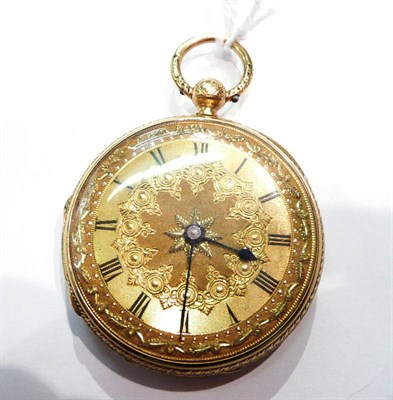 Lot 323 - An 18ct gold fob watch